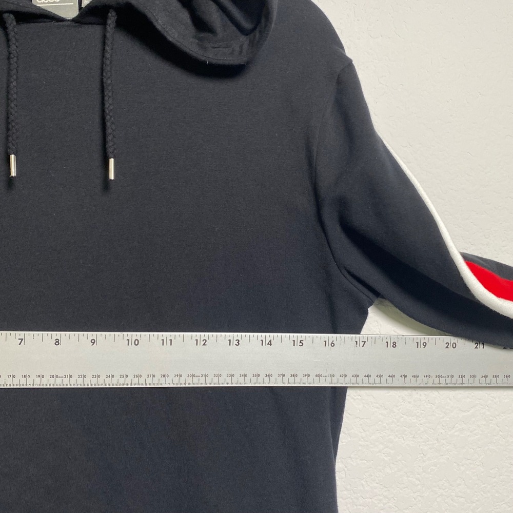 ASOS Womens Black Pullover Hoodie Red White Stripe Sleeves Athleisure Streetwear - Picture 5 of 9